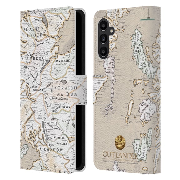 Head Case Designs Officially Licensed Outlander Seals And Icons Map Leather Book Wallet Case Cover Compatible with Samsung Galaxy A13 5G (2021)
