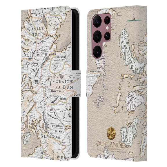 Head Case Designs Officially Licensed Outlander Seals And Icons Map Leather Book Wallet Case Cover Compatible with Samsung Galaxy S22 Ultra 5G