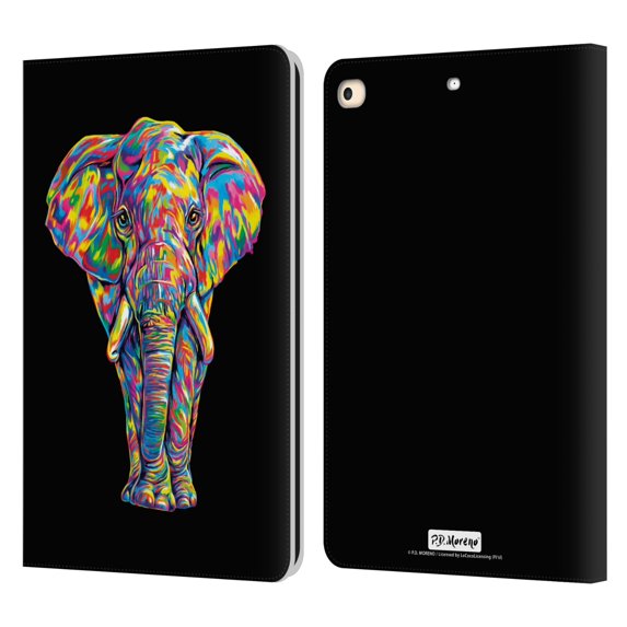 Head Case Designs Officially Licensed P.D. Moreno Animals Elephant Leather Book Wallet Case Cover Compatible with Apple iPad 9.7 2017 / iPad 9.7 2018