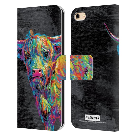 Head Case Designs Officially Licensed P.D. Moreno Animals II Reuben The Highland Cow Leather Book Wallet Case Cover Compatible with Apple iPhone 6 / iPhone 6s