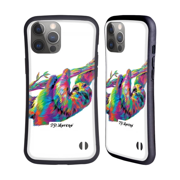 Head Case Designs Officially Licensed P.D. Moreno Animals Sloth Hybrid Case Compatible with Apple iPhone 14 Pro Max