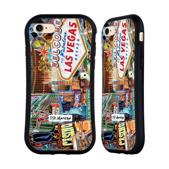 Head Case Designs Officially Licensed P.D. Moreno Cities Las Vegas 1 Hybrid Case Compatible with Apple iPhone 7 / 8 / SE 2020 & 2022