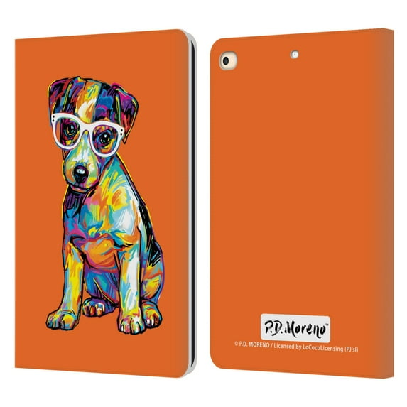 Head Case Designs Officially Licensed P.D. Moreno Dogs Jack Russell Leather Book Wallet Case Cover Compatible with Apple iPad 9.7 2017 / iPad 9.7 2018