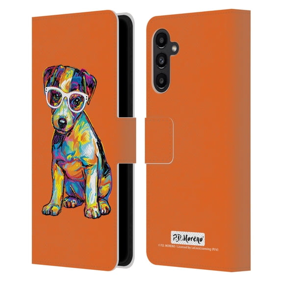 Head Case Designs Officially Licensed P.D. Moreno Dogs Jack Russell Leather Book Wallet Case Cover Compatible with Samsung Galaxy A13 5G (2021)