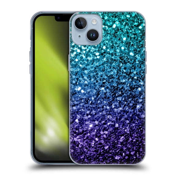 Head Case Designs Officially Licensed PLdesign Glitter Sparkles Aqua Blue Soft Gel Case Compatible with Apple iPhone 14 Plus
