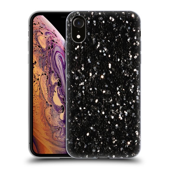 Head Case Designs Officially Licensed PLdesign Glitter Sparkles Black And White Soft Gel Case Compatible with Apple iPhone XR
