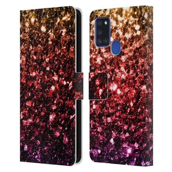 Head Case Designs Officially Licensed PLdesign Glitter Sparkles Rainbow Leather Book Wallet Case Cover Compatible with Samsung Galaxy A21s (2020)