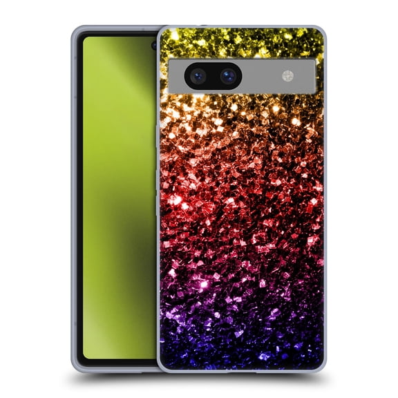Head Case Designs Officially Licensed PLdesign Glitter Sparkles Rainbow Soft Gel Case Compatible with Google Pixel 7a