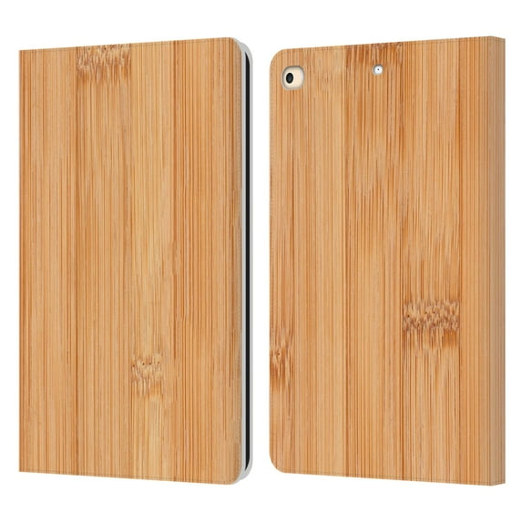 Head Case Designs Officially Licensed PLdesign Wood And Rust Prints Light Brown Bamboo Leather Book Wallet Case Cover Compatible with Apple iPad 9.7 2017 / iPad 9.7 2018