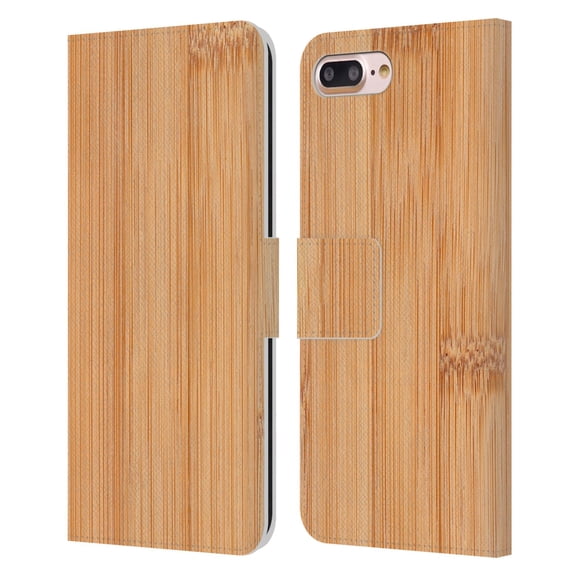 Head Case Designs Officially Licensed PLdesign Wood And Rust Prints Light Brown Bamboo Leather Book Wallet Case Cover Compatible with Apple iPhone 7 Plus / iPhone 8 Plus