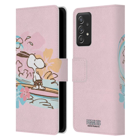 Head Case Designs Officially Licensed Peanuts Beach Bum Snoopy Surf Leather Book Wallet Case Cover Compatible with Samsung Galaxy A52 / A52s / 5G (2021)