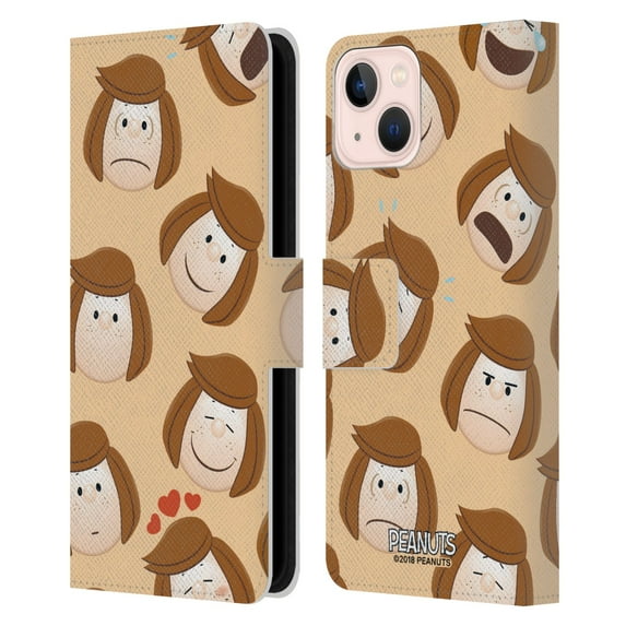 Head Case Designs Officially Licensed Peanuts Character Patterns Peppermint Patty Leather Book Wallet Case Cover Compatible with Apple iPhone 13