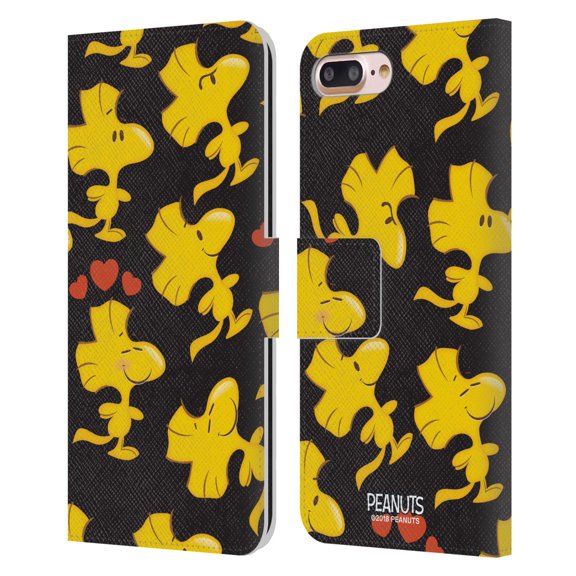 Head Case Designs Officially Licensed Peanuts Character Patterns Woodstock Leather Book Wallet Case Cover Compatible with Apple iPhone 7 Plus / iPhone 8 Plus