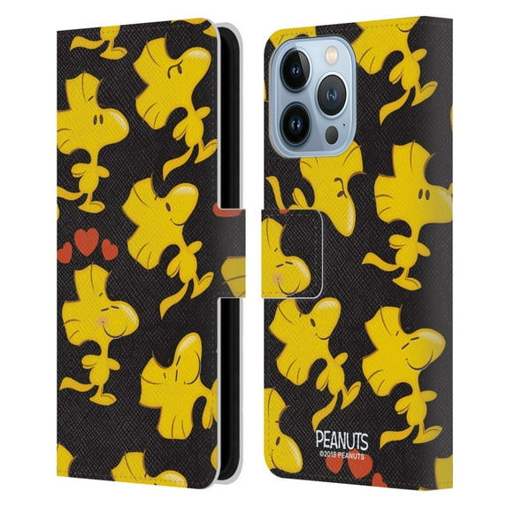 Head Case Designs Officially Licensed Peanuts Character Patterns Woodstock Leather Book Wallet Case Cover Compatible with Apple iPhone 13 Pro