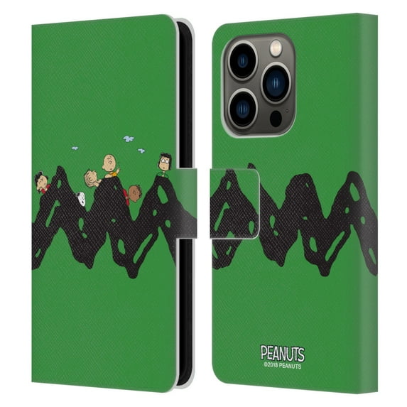 Head Case Designs Officially Licensed Peanuts Characters Group Leather Book Wallet Case Cover Compatible with Apple iPhone 14 Pro