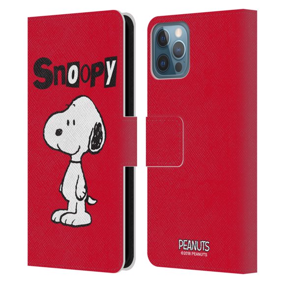 Head Case Designs Officially Licensed Peanuts Characters Snoopy Leather Book Wallet Case Cover Compatible with Apple iPhone 12 / iPhone 12 Pro