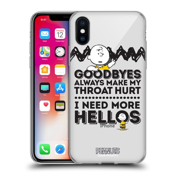Head Case Designs Officially Licensed Peanuts Charlie Brown Hellos Soft Gel Case Compatible with Apple iPhone X / iPhone XS