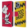 thumbnail image 1 of Head Case Designs Officially Licensed Peanuts Halfs And Laughs Charlie Good Grief Leather Book Wallet Case Cover Compatible with Apple iPhone 14, 1 of 6