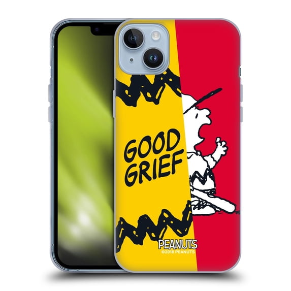 Head Case Designs Officially Licensed Peanuts Halfs And Laughs Charlie Good Grief Soft Gel Case Compatible with Apple iPhone 14 Plus