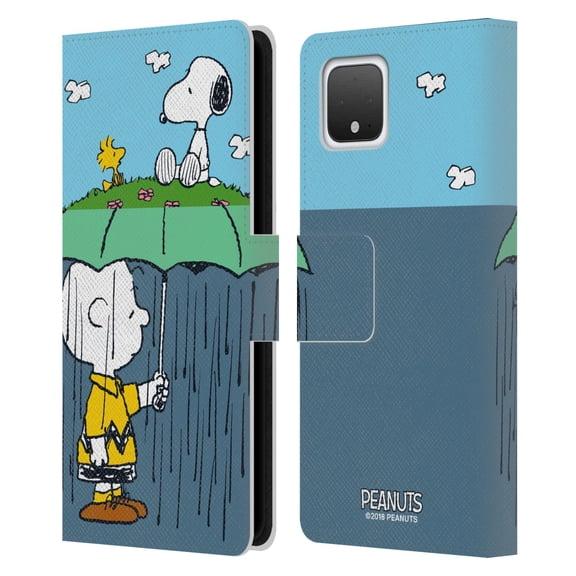 Head Case Designs Officially Licensed Peanuts Halfs And Laughs Charlie, Snoppy & Woodstock Leather Book Wallet Case Cover Compatible with Google Pixel 4
