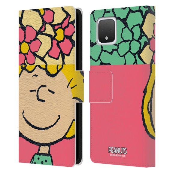 Head Case Designs Officially Licensed Peanuts Halfs And Laughs Sally Flowers Leather Book Wallet Case Cover Compatible with Google Pixel 4