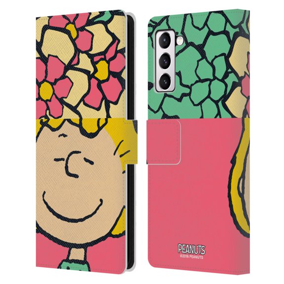 Head Case Designs Officially Licensed Peanuts Halfs And Laughs Sally Flowers Leather Book Wallet Case Cover Compatible with Samsung Galaxy S21+ 5G