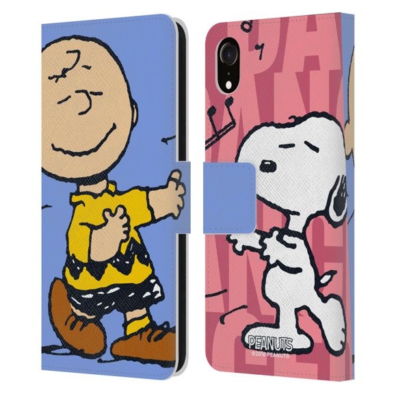 Head Case Designs Officially Licensed Peanuts Halfs And Laughs Snoopy & Charlie Leather Book Wallet Case Cover Compatible with Apple iPhone XR