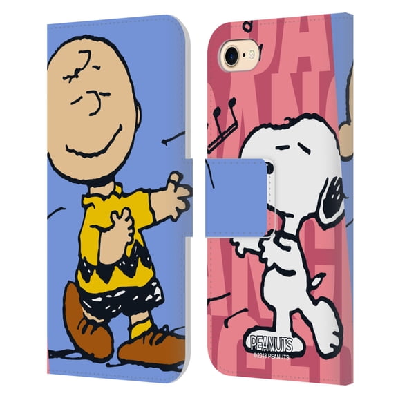 Head Case Designs Officially Licensed Peanuts Halfs And Laughs Snoopy & Charlie Leather Book Wallet Case Cover Compatible with Apple iPhone 7 / 8 / SE 2020 & 2022