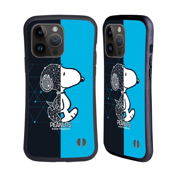 Head Case Designs Officially Licensed Peanuts Halfs And Laughs Snoopy Geometric Hybrid Case Compatible with Apple iPhone 15 Pro Max