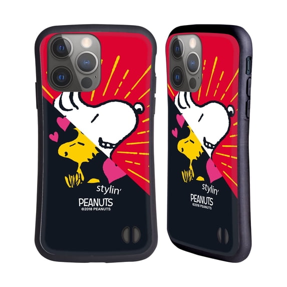 Head Case Designs Officially Licensed Peanuts Halfs And Laughs Snoopy & Woodstock 2 Hybrid Case Compatible with Apple iPhone 14 Pro