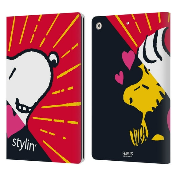 Head Case Designs Officially Licensed Peanuts Halfs And Laughs Snoopy & Woodstock 2 Leather Book Wallet Case Cover Compatible with Apple iPad 10.2 2019/2020/2021