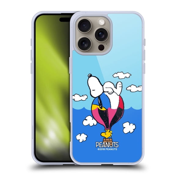 Head Case Designs Officially Licensed Peanuts Halfs And Laughs Snoopy & Woodstock Balloon Soft Gel Case Compatible with Apple iPhone 16 Pro Max