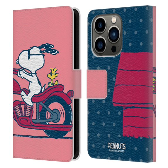 Head Case Designs Officially Licensed Peanuts Halfs And Laughs Snoopy & Woodstock Leather Book Wallet Case Cover Compatible with Apple iPhone 14 Pro