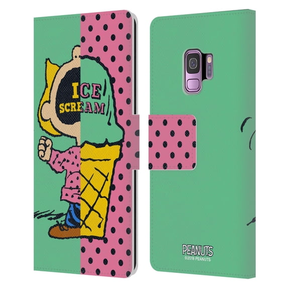 Head Case Designs Officially Licensed Peanuts Halfs And Laughs Sally Ice Cream Leather Book Wallet Case Cover Compatible with Samsung Samsung Galaxy S9