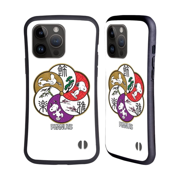 Head Case Designs Officially Licensed Peanuts Oriental Snoopy Badges Hybrid Case Compatible with Apple iPhone 15 Pro Max