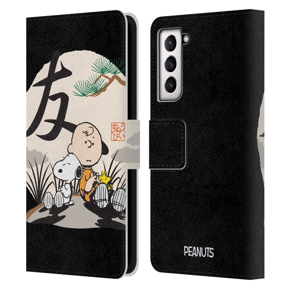 Head Case Designs Officially Licensed Peanuts Oriental Snoopy Charlie Brown Leather Book Wallet Case Cover Compatible with Samsung Galaxy S21 5G