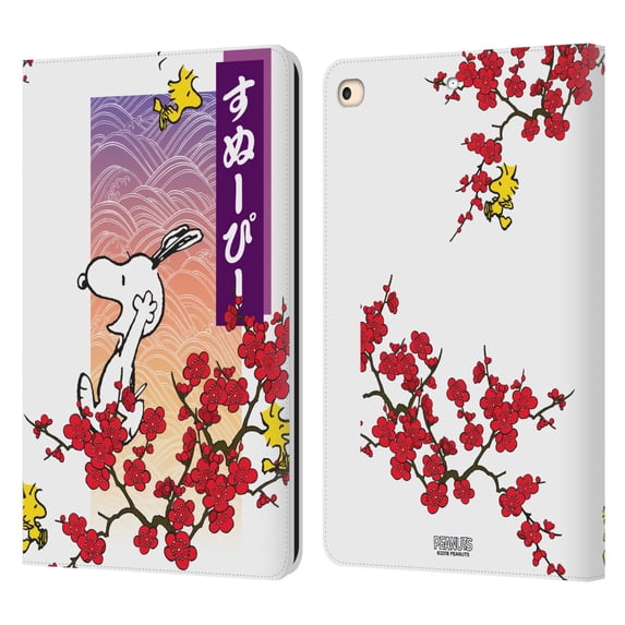 Head Case Designs Officially Licensed Peanuts Oriental Snoopy Cherry Blossoms 2 Leather Book Wallet Case Cover Compatible with Apple iPad 9.7 2017 / iPad 9.7 2018