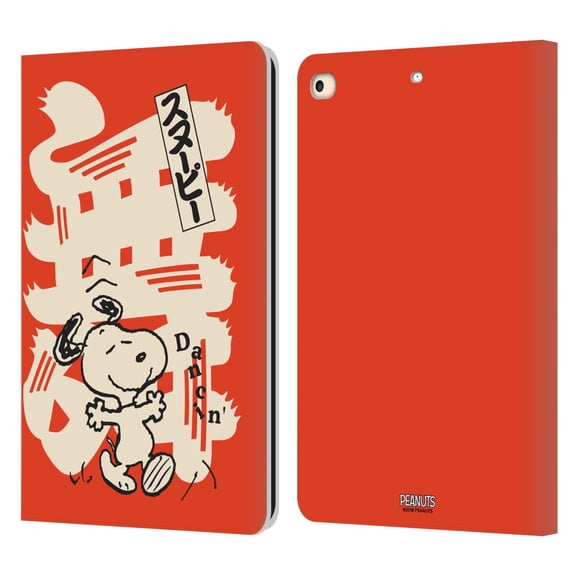 Head Case Designs Officially Licensed Peanuts Oriental Snoopy Dancing Leather Book Wallet Case Cover Compatible with Apple iPad 9.7 2017 / iPad 9.7 2018