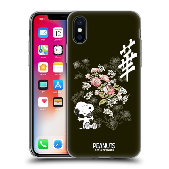 Head Case Designs Officially Licensed Peanuts Oriental Snoopy Floral Soft Gel Case Compatible with Apple iPhone X / iPhone XS