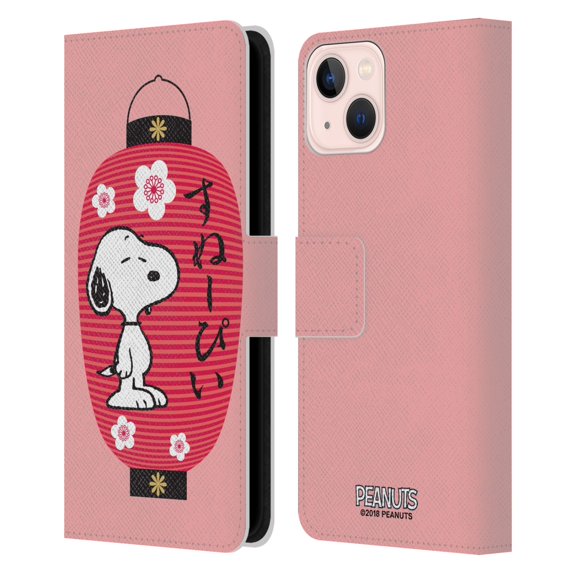 Head Case Designs Officially Licensed Peanuts Oriental Snoopy Lantern Leather Book Wallet Case Cover Compatible with Apple iPhone 13