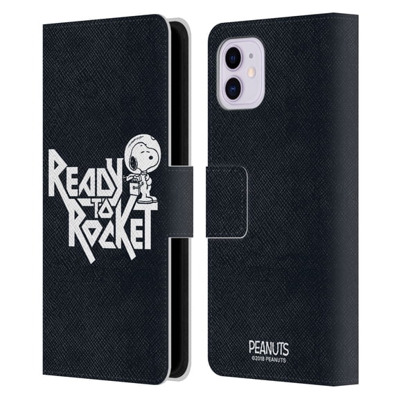 Head Case Designs Officially Licensed Peanuts Rock Tees Snoopy Ready To Rocket Leather Book Wallet Case Cover Compatible with Apple iPhone 11