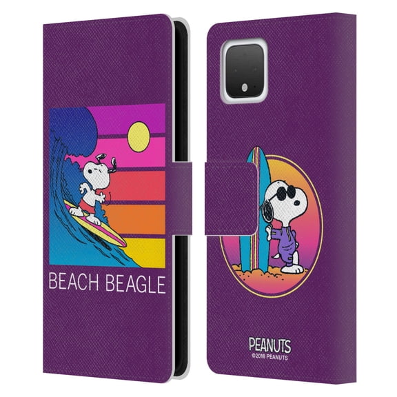 Head Case Designs Officially Licensed Peanuts Snoopy Aloha Disco Beach Beagle Leather Book Wallet Case Cover Compatible with Google Pixel 4