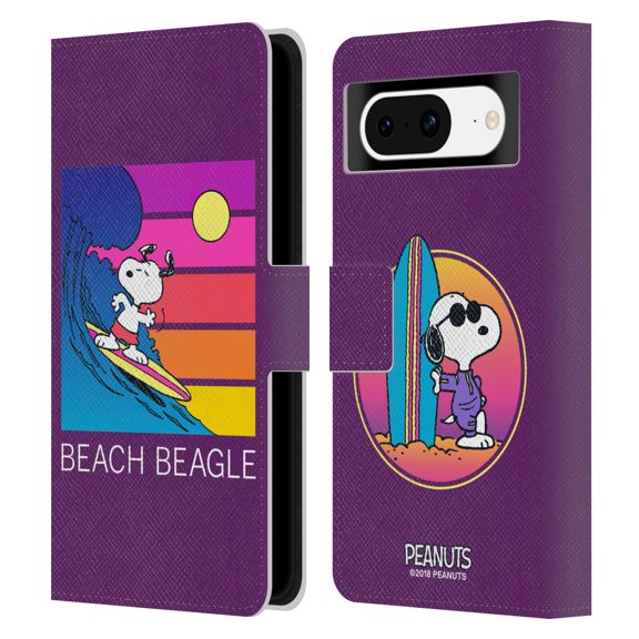 Head Case Designs Officially Licensed Peanuts Snoopy Aloha Disco Beach Beagle Leather Book Wallet Case Cover Compatible with Google Pixel 8