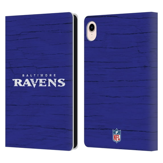 Head Case Designs NFL Baltimore Ravens Logo Distressed Look Leather Book Wallet Case Cover For Apple iPad mini (2021/2024)