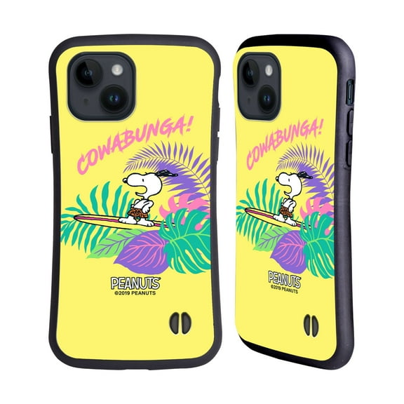 Head Case Designs Officially Licensed Peanuts Snoopy Aloha Disco Cowabunga! Hybrid Case Compatible with Apple iPhone 15