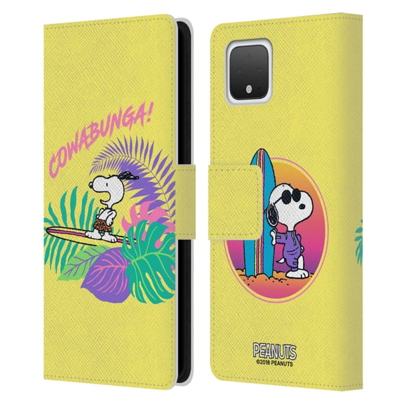 Head Case Designs Officially Licensed Peanuts Snoopy Aloha Disco Cowabunga! Leather Book Wallet Case Cover Compatible with Google Pixel 4