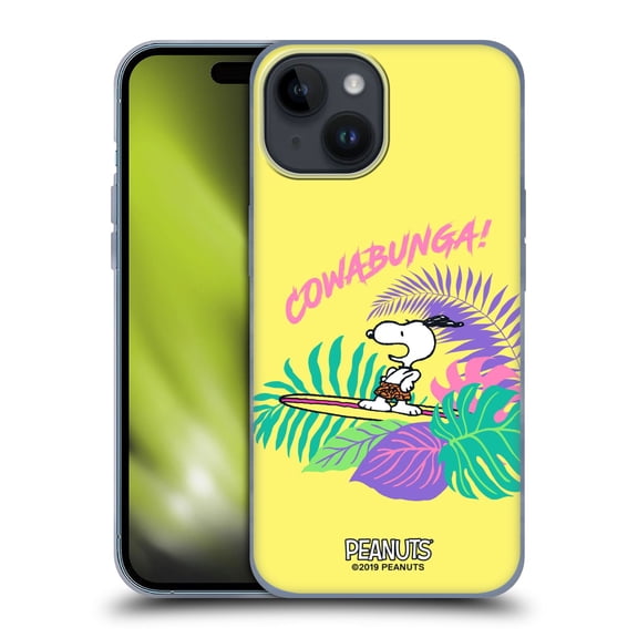 Head Case Designs Officially Licensed Peanuts Snoopy Aloha Disco Cowabunga! Soft Gel Case Compatible with Apple iPhone 15