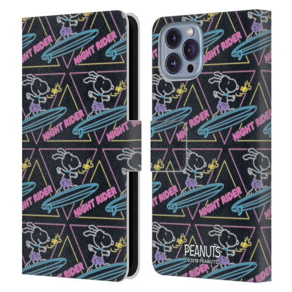 Head Case Designs Officially Licensed Peanuts Snoopy Aloha Disco Night Rider Leather Book Wallet Case Cover Compatible with Apple iPhone 14