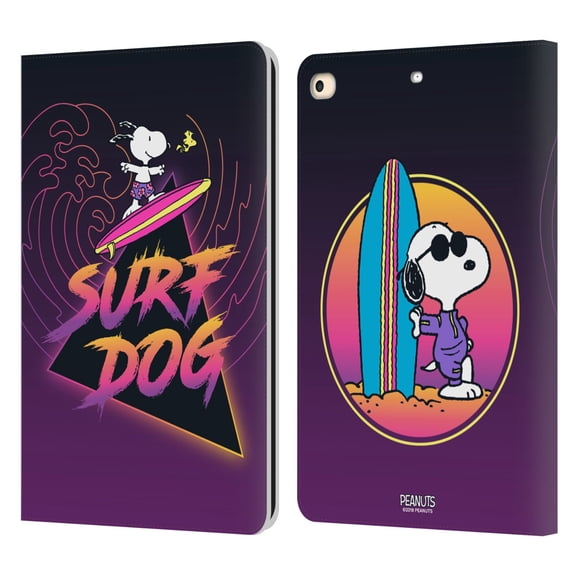 Head Case Designs Officially Licensed Peanuts Snoopy Aloha Disco Surf Dog Leather Book Wallet Case Cover Compatible with Apple iPad 9.7 2017 / iPad 9.7 2018