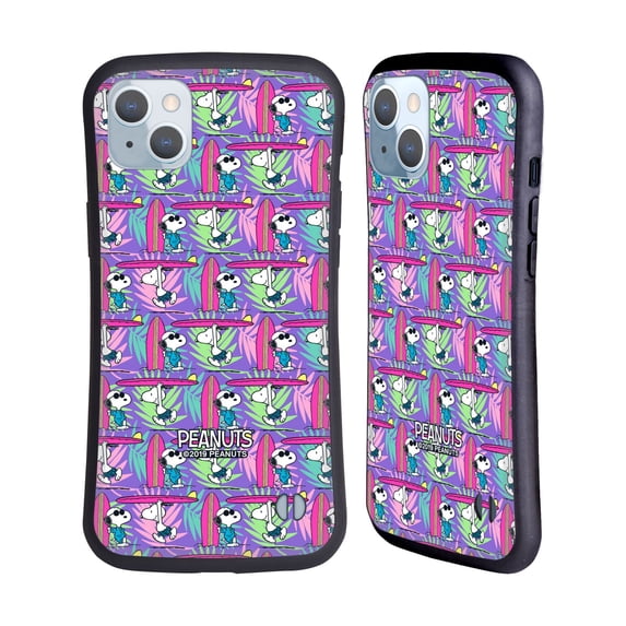 Head Case Designs Officially Licensed Peanuts Snoopy Aloha Disco Surf Pattern Hybrid Case Compatible with Apple iPhone 14 Plus